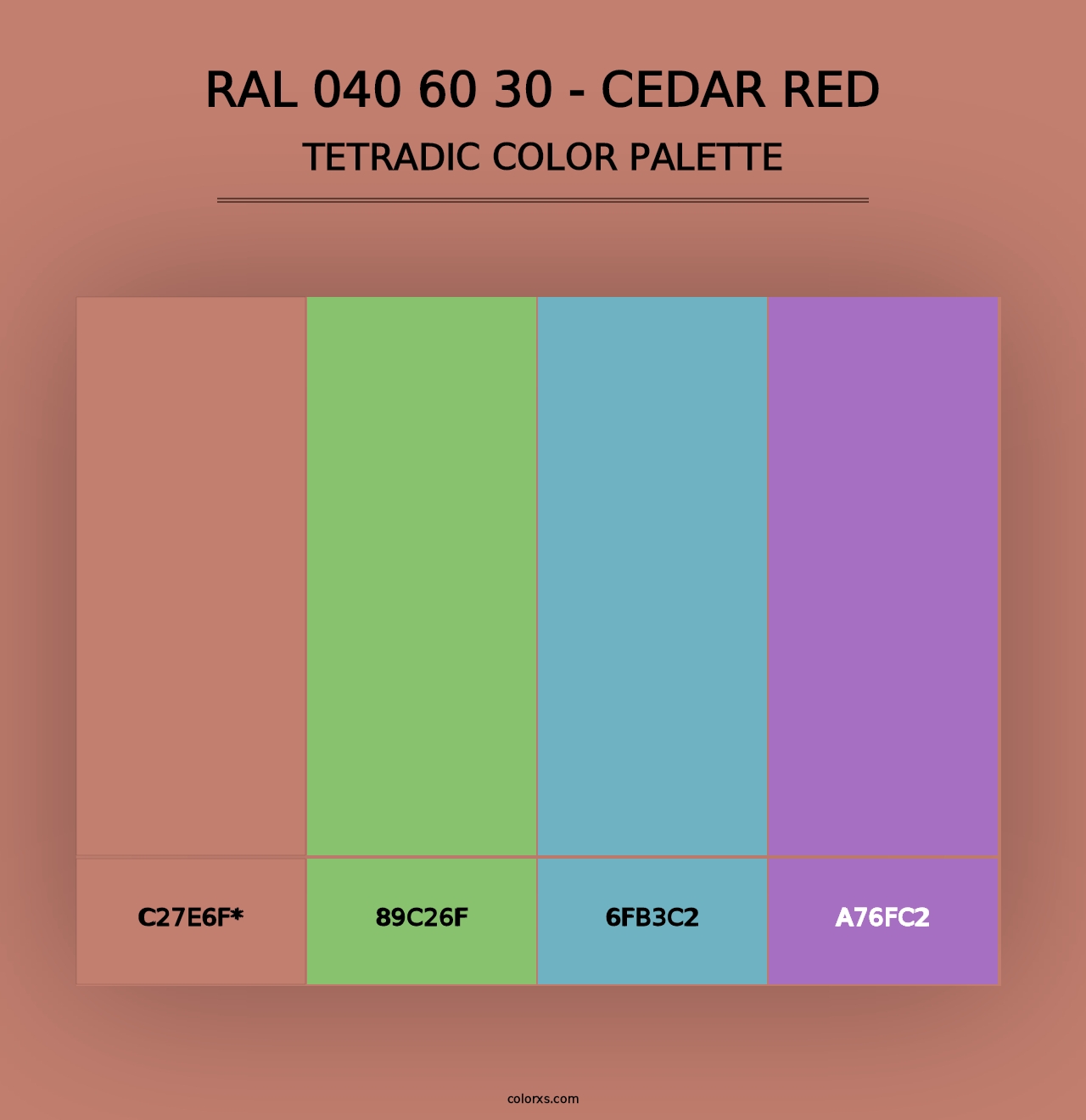 RAL 040 60 30 - Cedar Red - Tetradic Color Palette