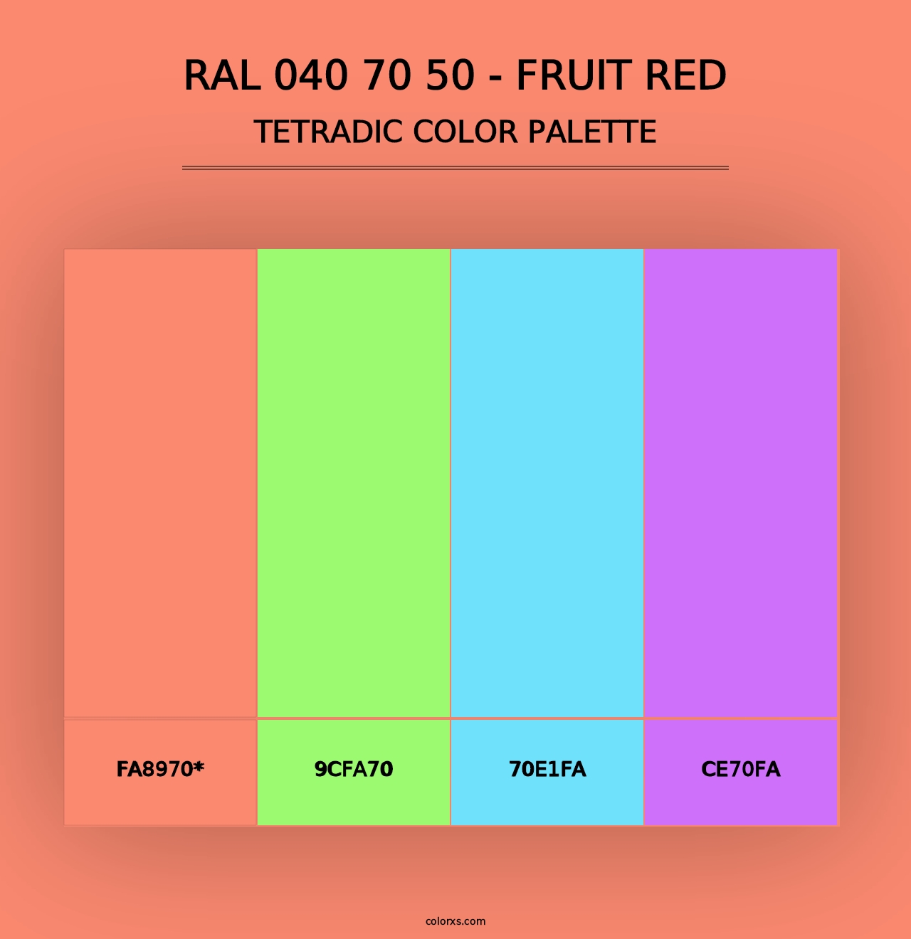 RAL 040 70 50 - Fruit Red - Tetradic Color Palette