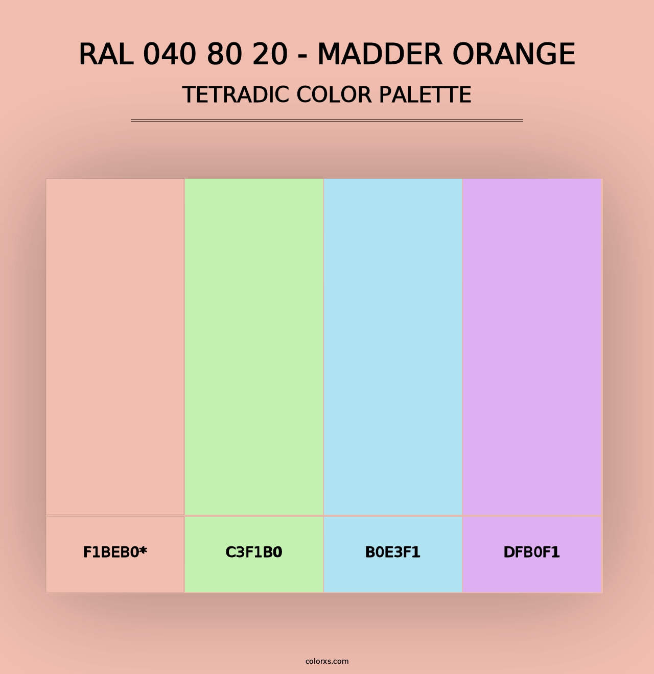 RAL 040 80 20 - Madder Orange - Tetradic Color Palette