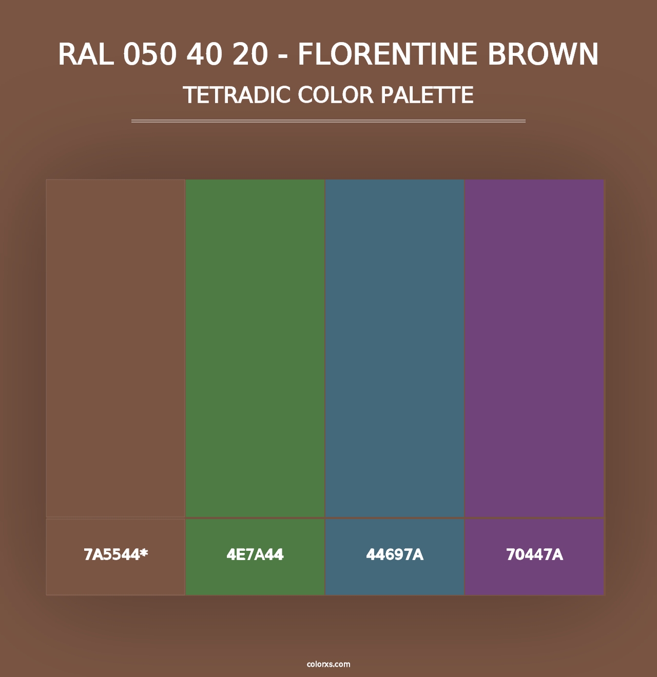 RAL 050 40 20 - Florentine Brown - Tetradic Color Palette