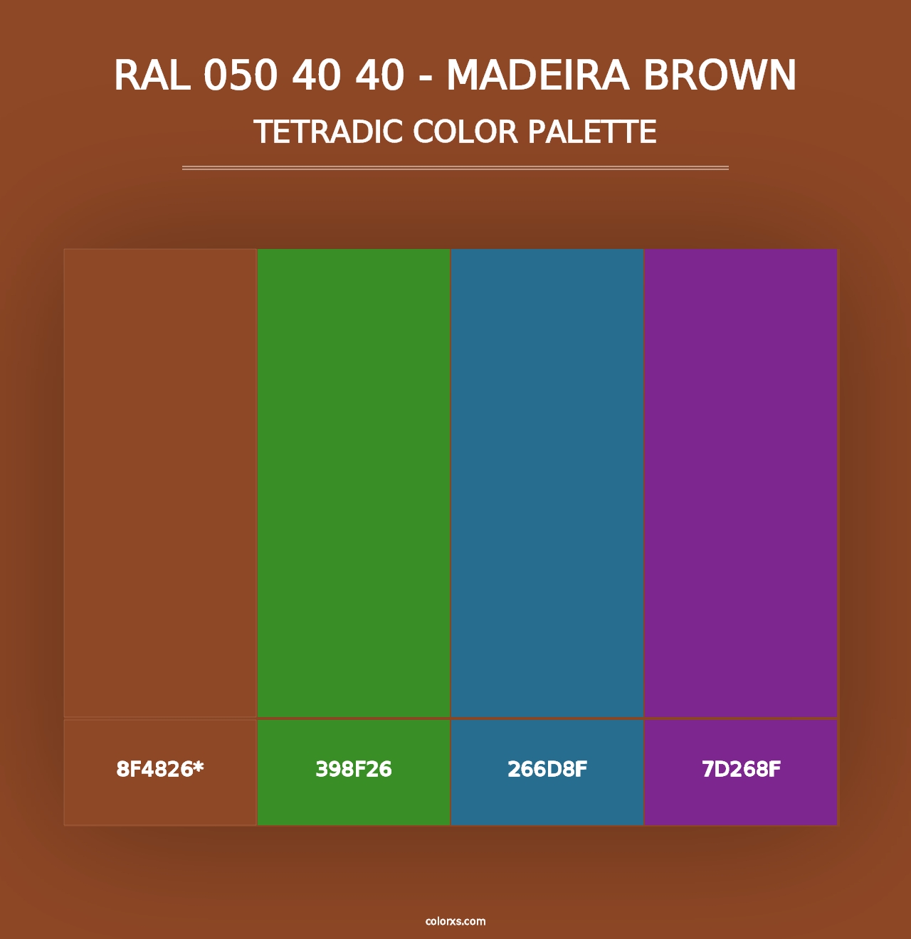 RAL 050 40 40 - Madeira Brown - Tetradic Color Palette