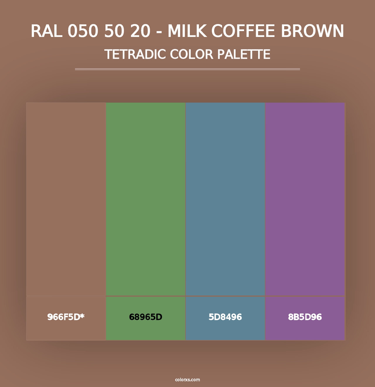 RAL 050 50 20 - Milk Coffee Brown - Tetradic Color Palette