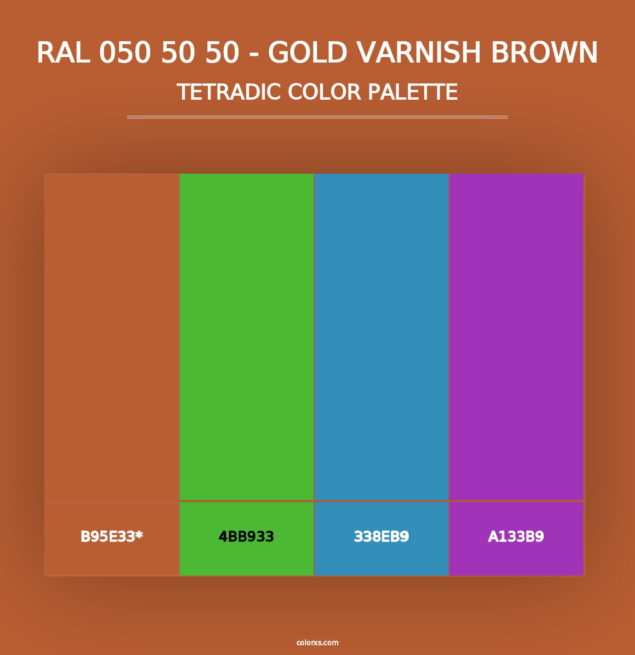 RAL 050 50 50 - Gold Varnish Brown - Tetradic Color Palette