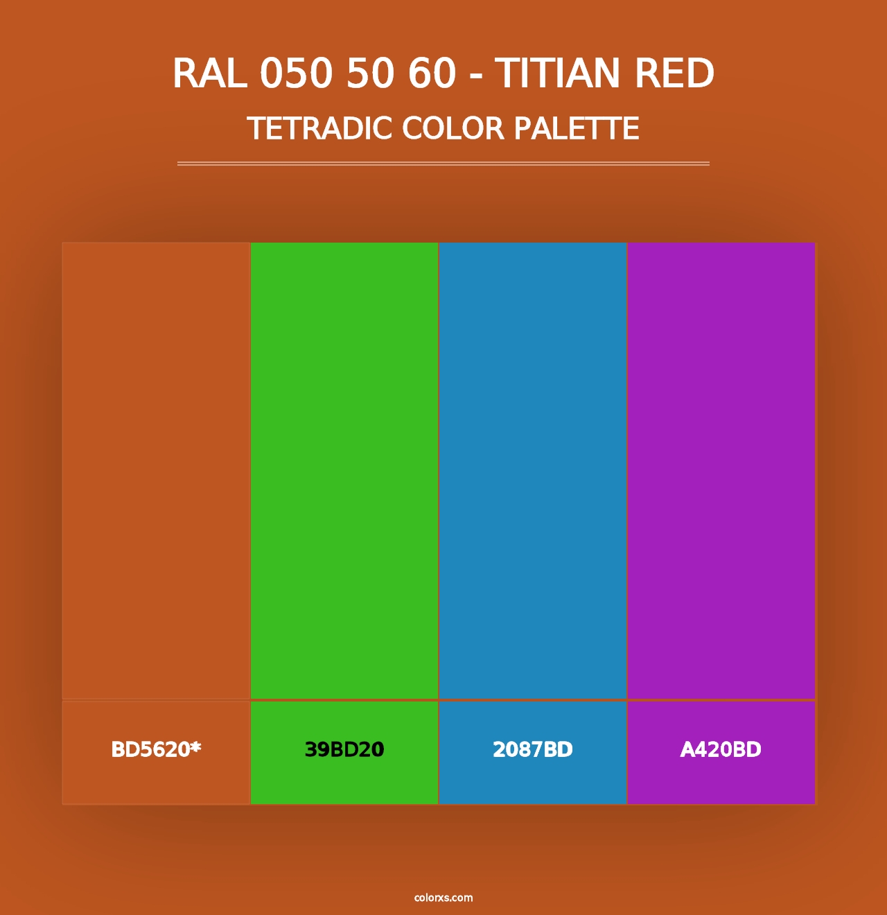 RAL 050 50 60 - Titian Red - Tetradic Color Palette