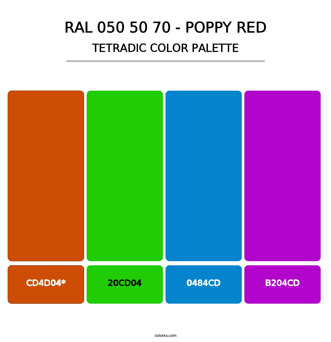 RAL 050 50 70 - Poppy Red - Tetradic Color Palette