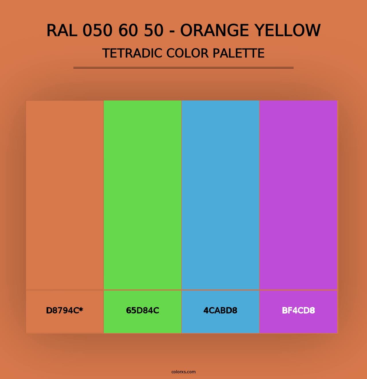 RAL 050 60 50 - Orange Yellow - Tetradic Color Palette