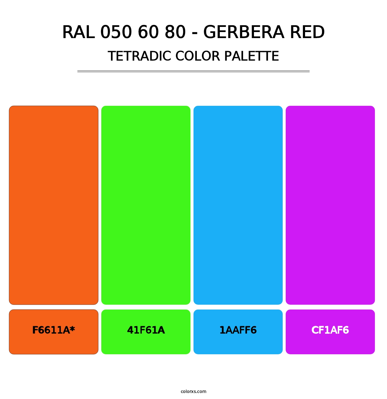 RAL 050 60 80 - Gerbera Red - Tetradic Color Palette