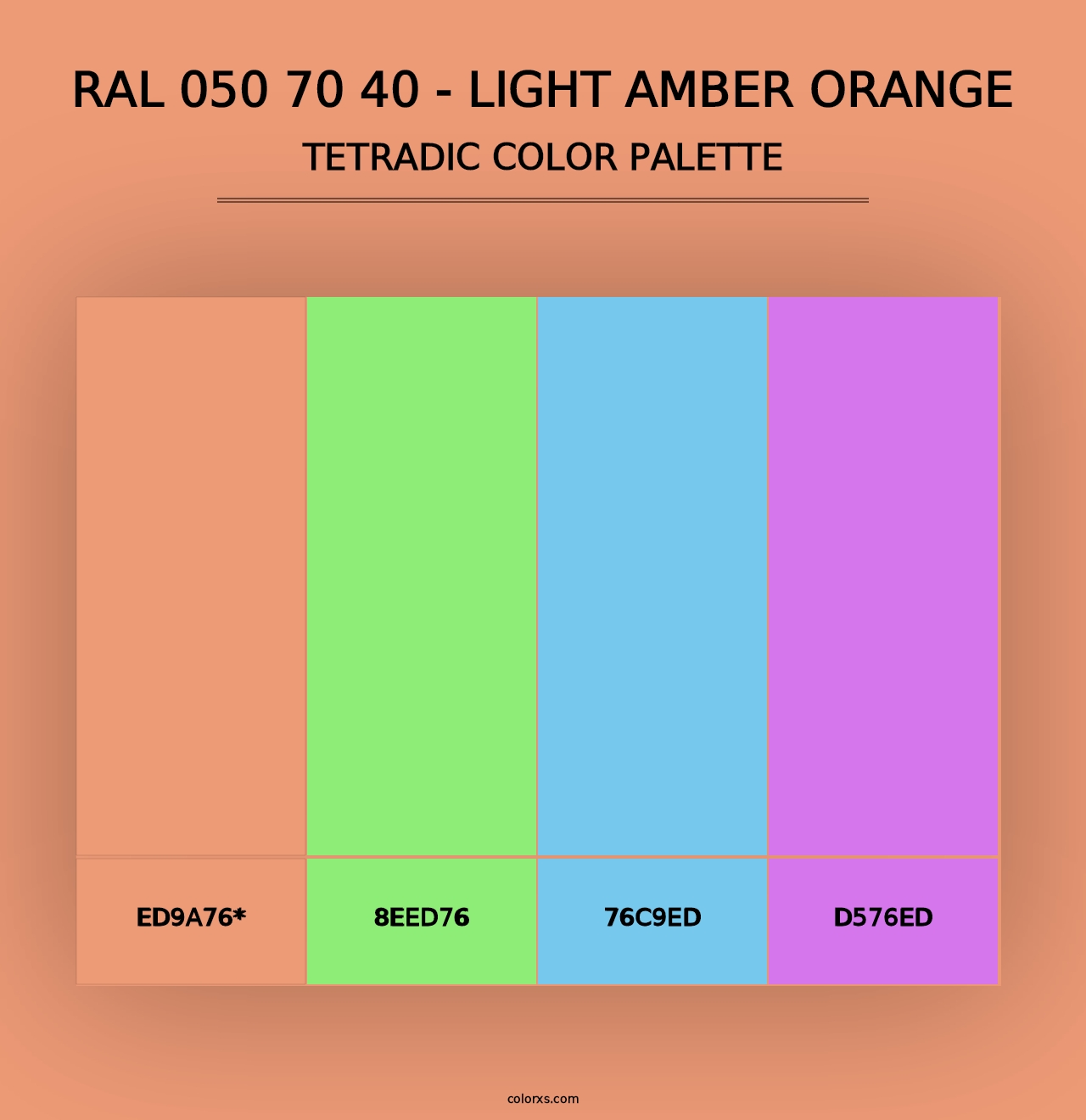 RAL 050 70 40 - Light Amber Orange - Tetradic Color Palette