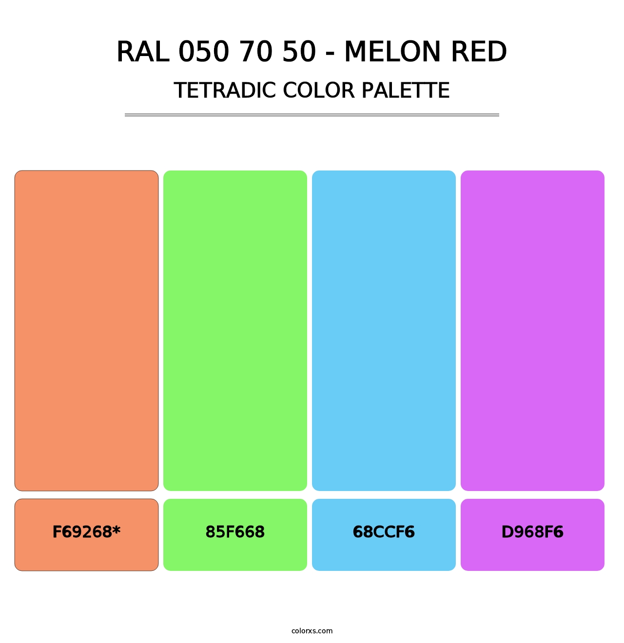 RAL 050 70 50 - Melon Red - Tetradic Color Palette