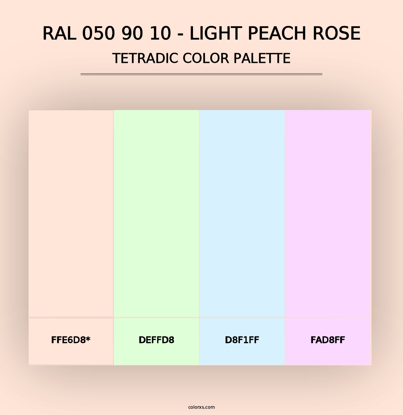 RAL 050 90 10 - Light Peach Rose - Tetradic Color Palette