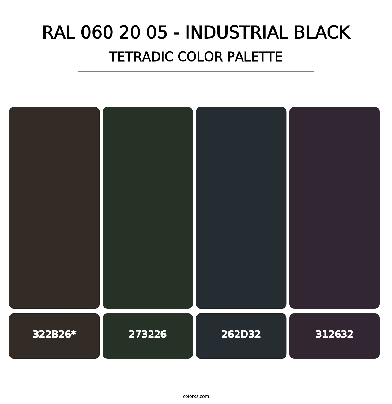 RAL 060 20 05 - Industrial Black - Tetradic Color Palette