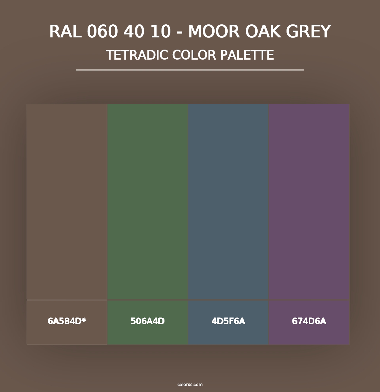 RAL 060 40 10 - Moor Oak Grey - Tetradic Color Palette