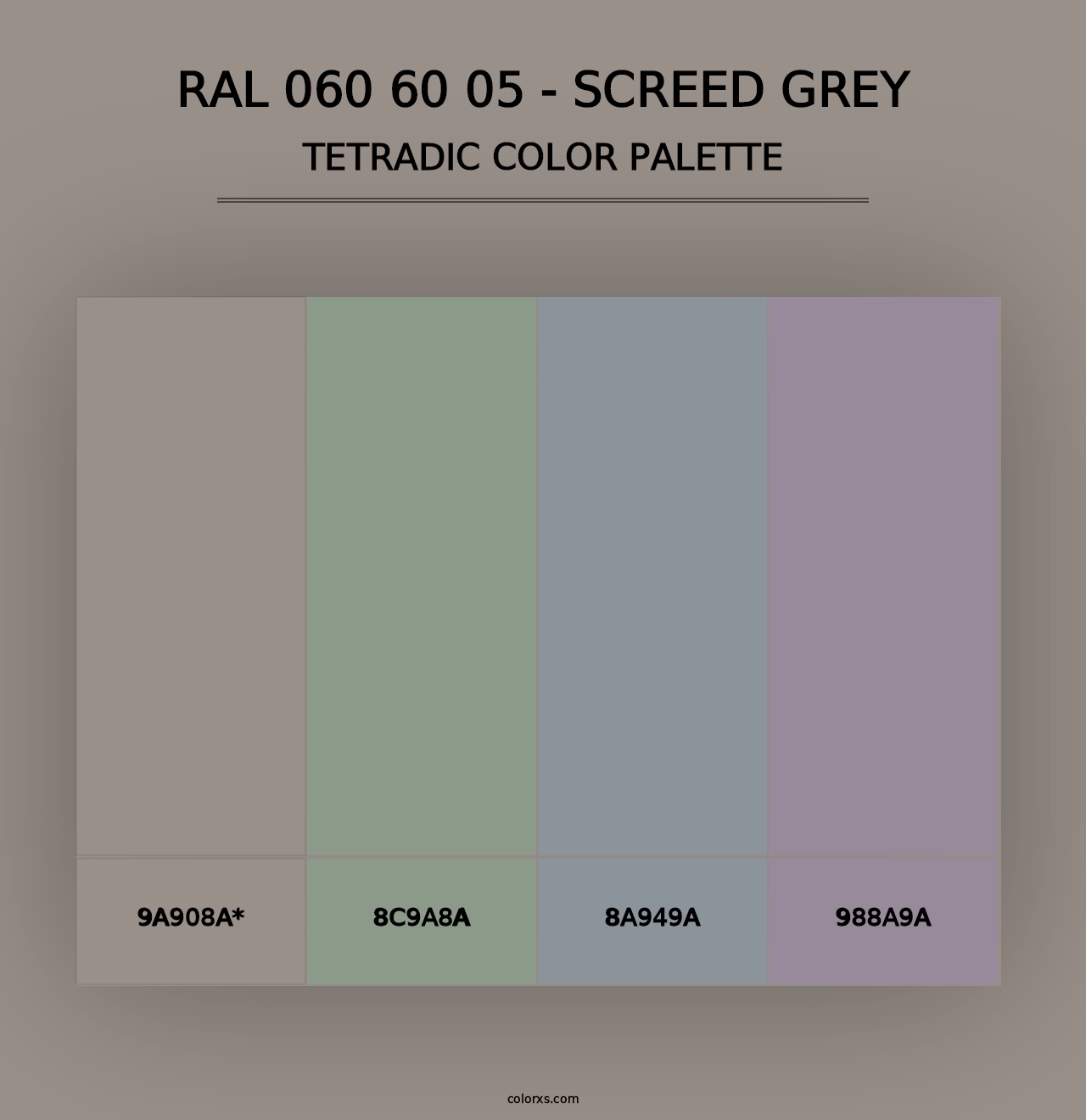 RAL 060 60 05 - Screed Grey - Tetradic Color Palette