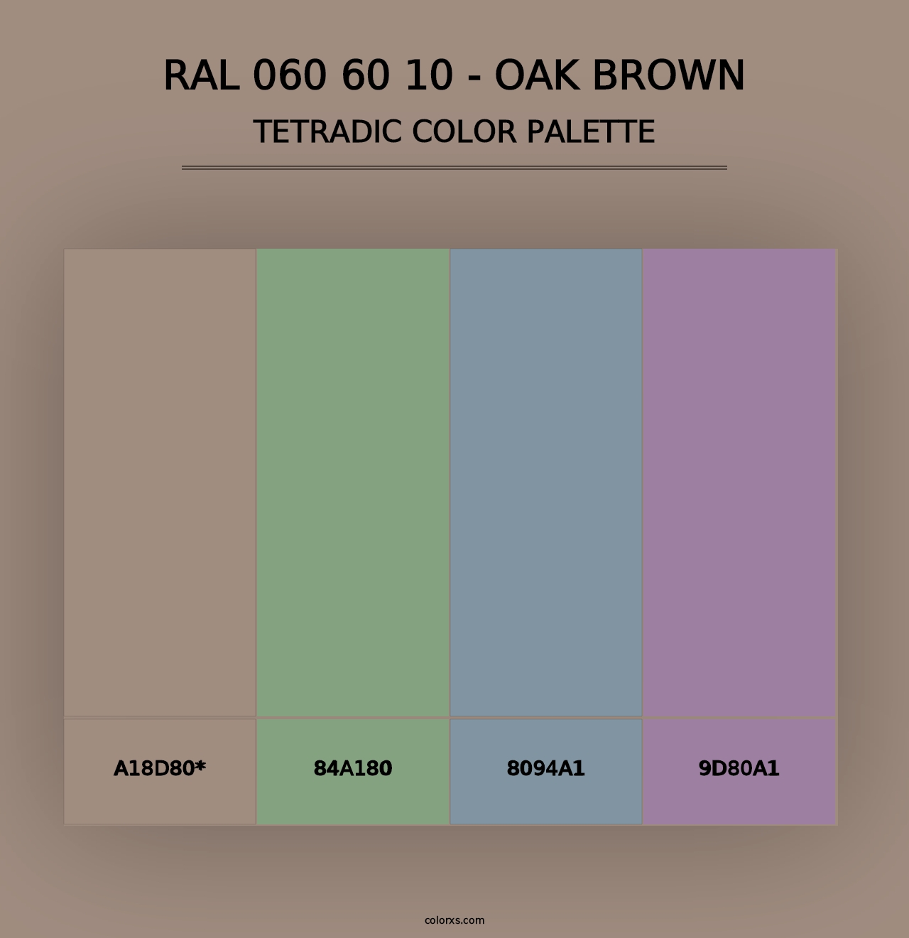 RAL 060 60 10 - Oak Brown - Tetradic Color Palette