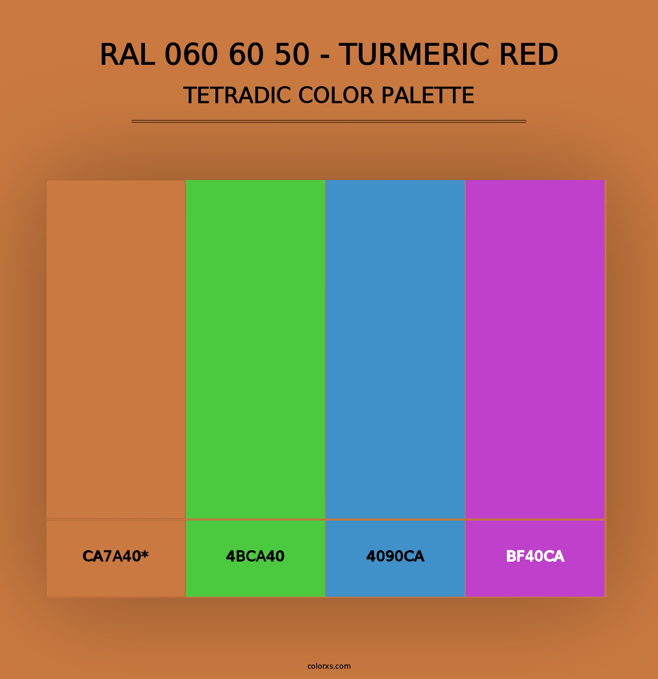 RAL 060 60 50 - Turmeric Red - Tetradic Color Palette