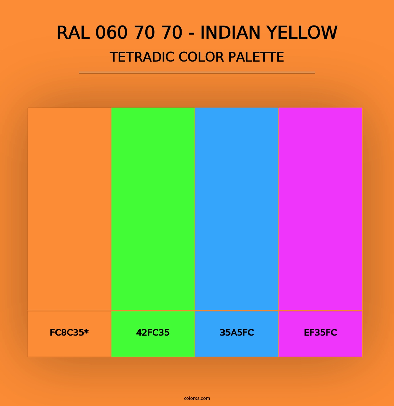 RAL 060 70 70 - Indian Yellow - Tetradic Color Palette