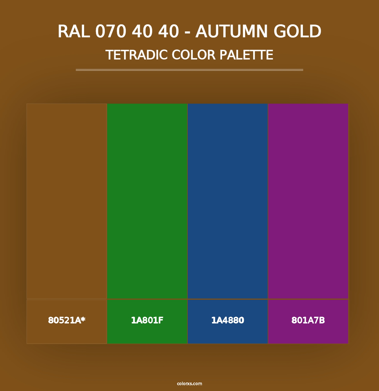 RAL 070 40 40 - Autumn Gold - Tetradic Color Palette