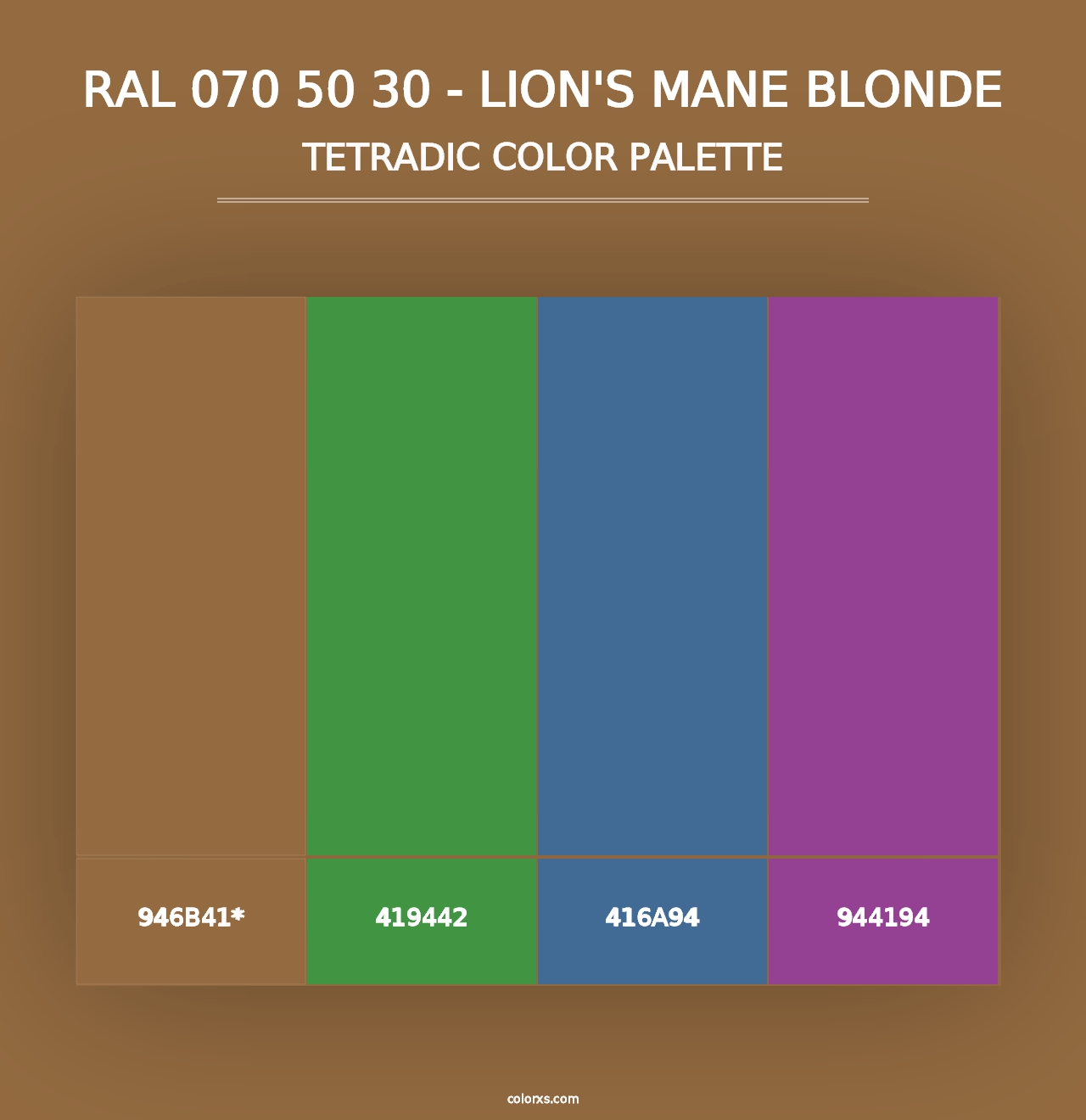 RAL 070 50 30 - Lion's Mane Blonde - Tetradic Color Palette