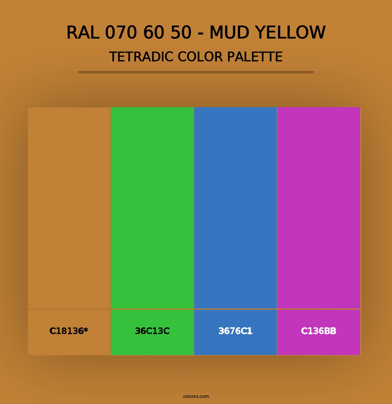 RAL 070 60 50 - Mud Yellow - Tetradic Color Palette