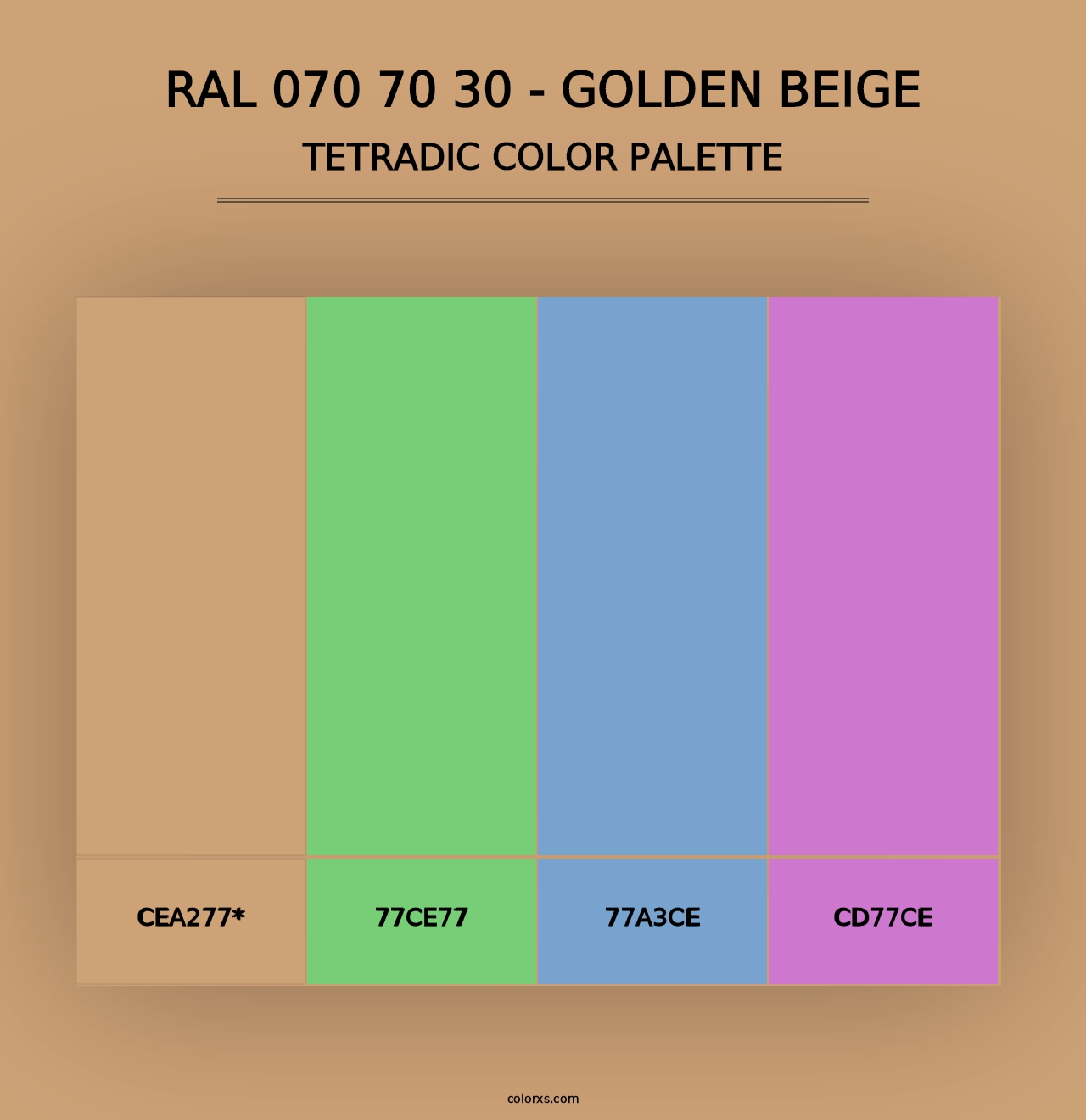 RAL 070 70 30 - Golden Beige - Tetradic Color Palette