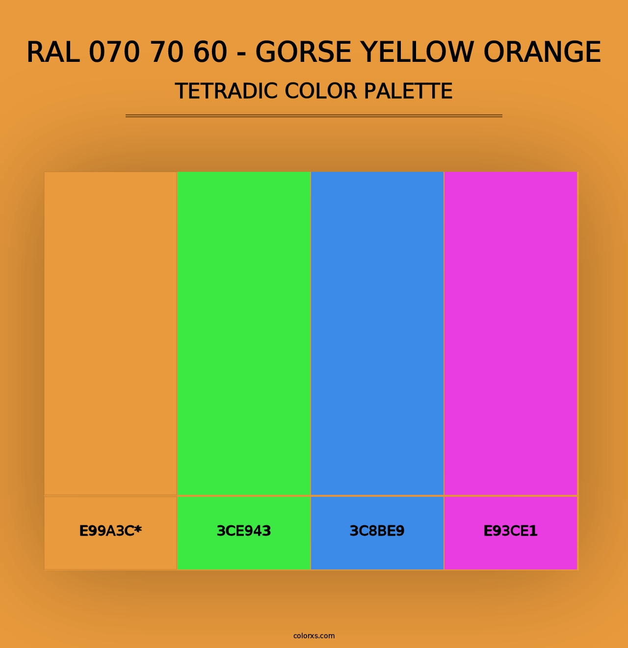 RAL 070 70 60 - Gorse Yellow Orange - Tetradic Color Palette