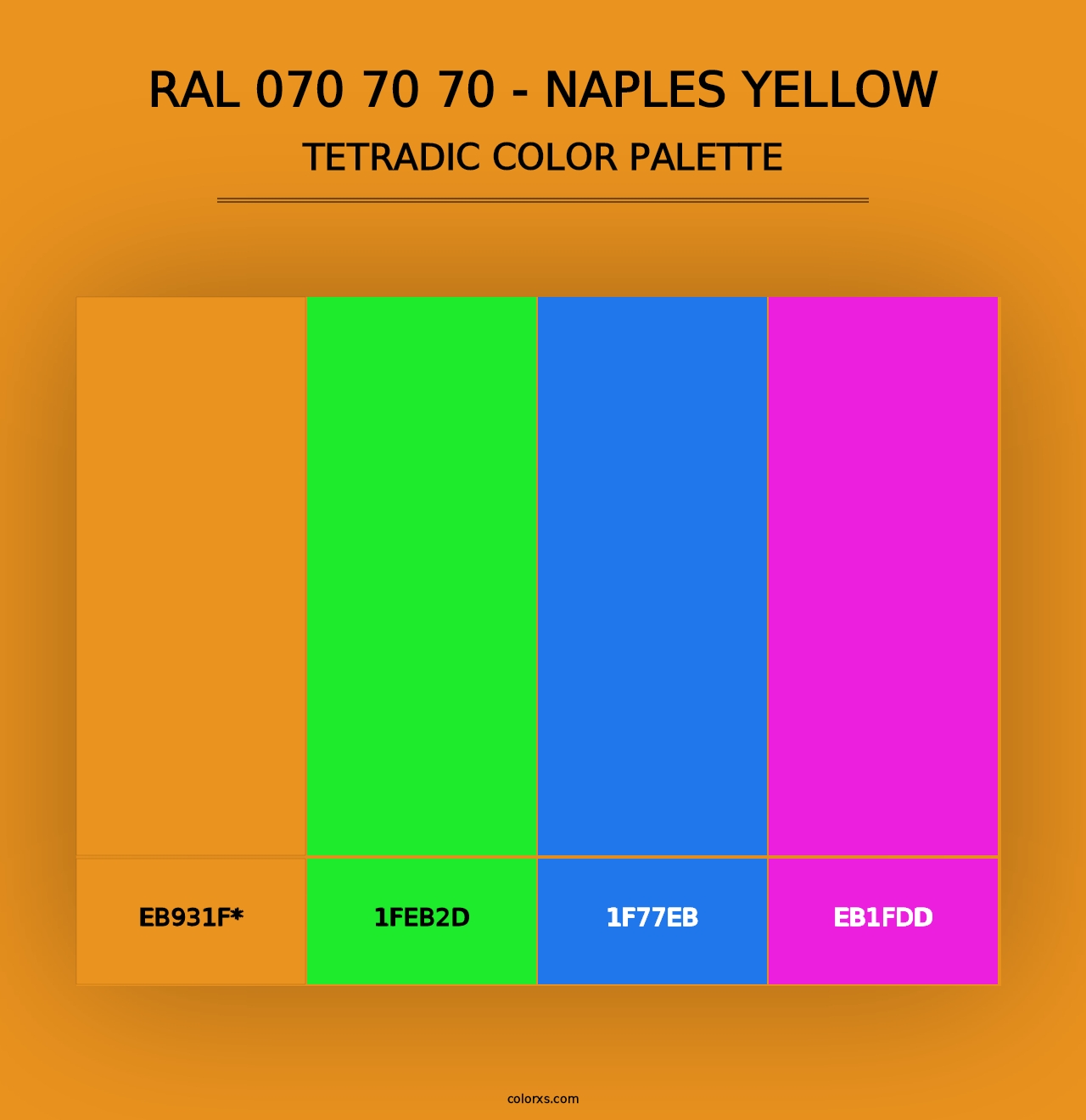 RAL 070 70 70 - Naples Yellow - Tetradic Color Palette