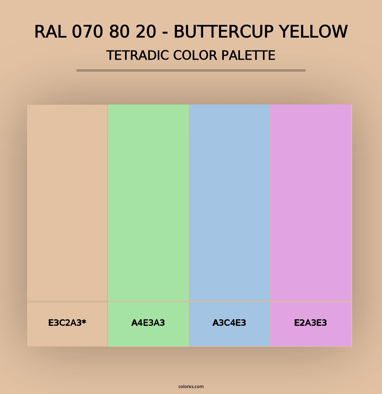 RAL 070 80 20 - Buttercup Yellow - Tetradic Color Palette