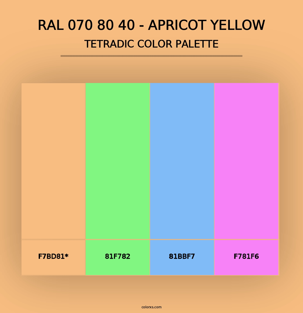 RAL 070 80 40 - Apricot Yellow - Tetradic Color Palette