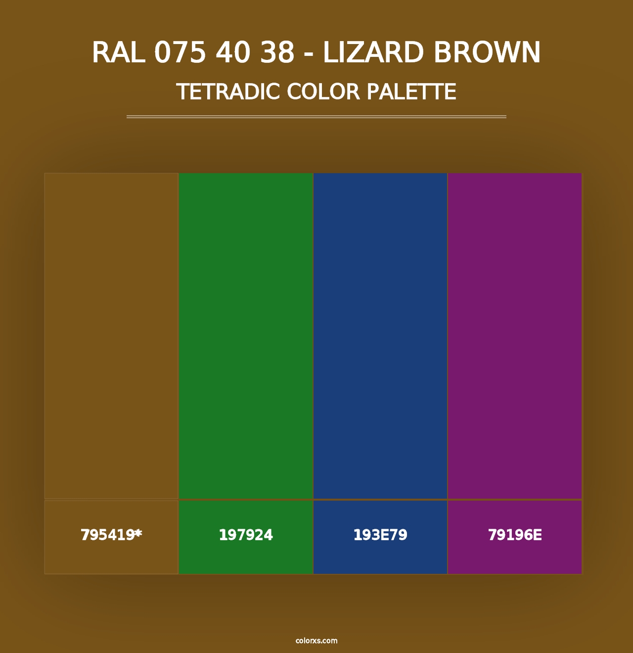 RAL 075 40 38 - Lizard Brown - Tetradic Color Palette