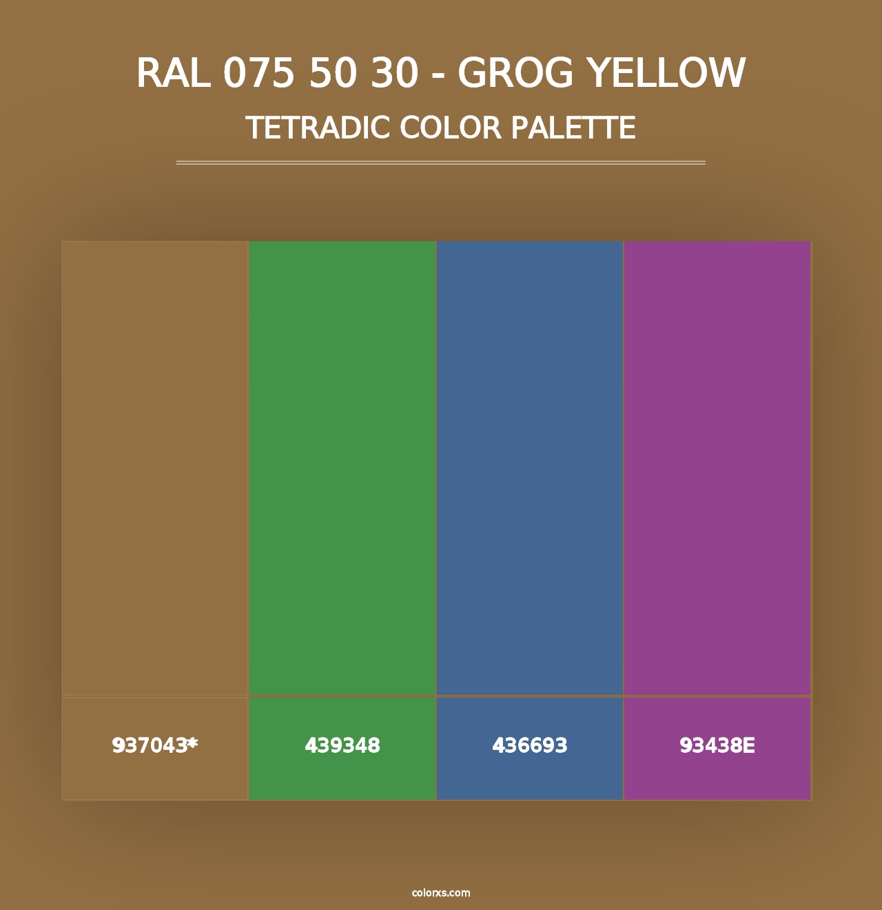 RAL 075 50 30 - Grog Yellow - Tetradic Color Palette