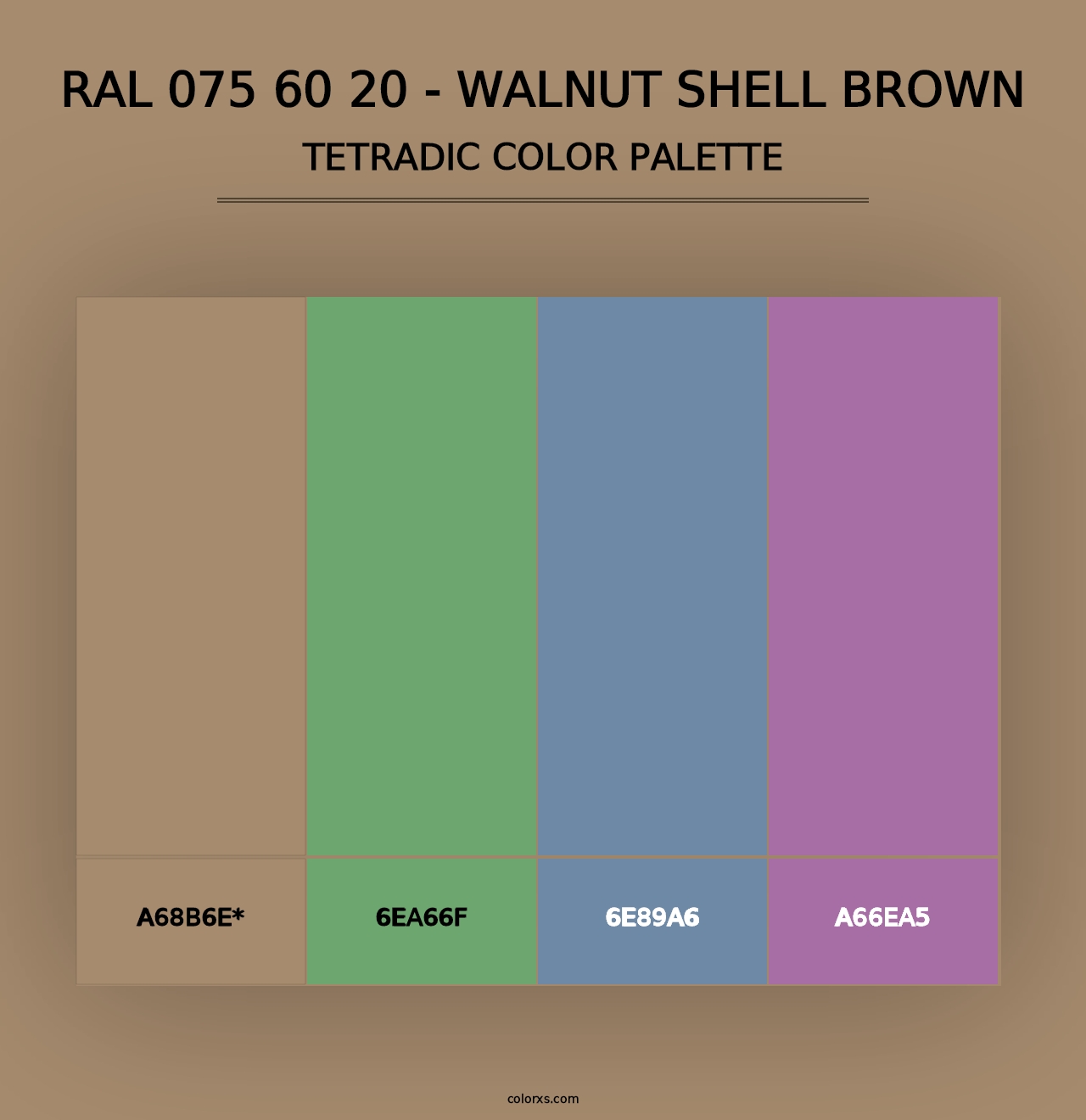 RAL 075 60 20 - Walnut Shell Brown - Tetradic Color Palette