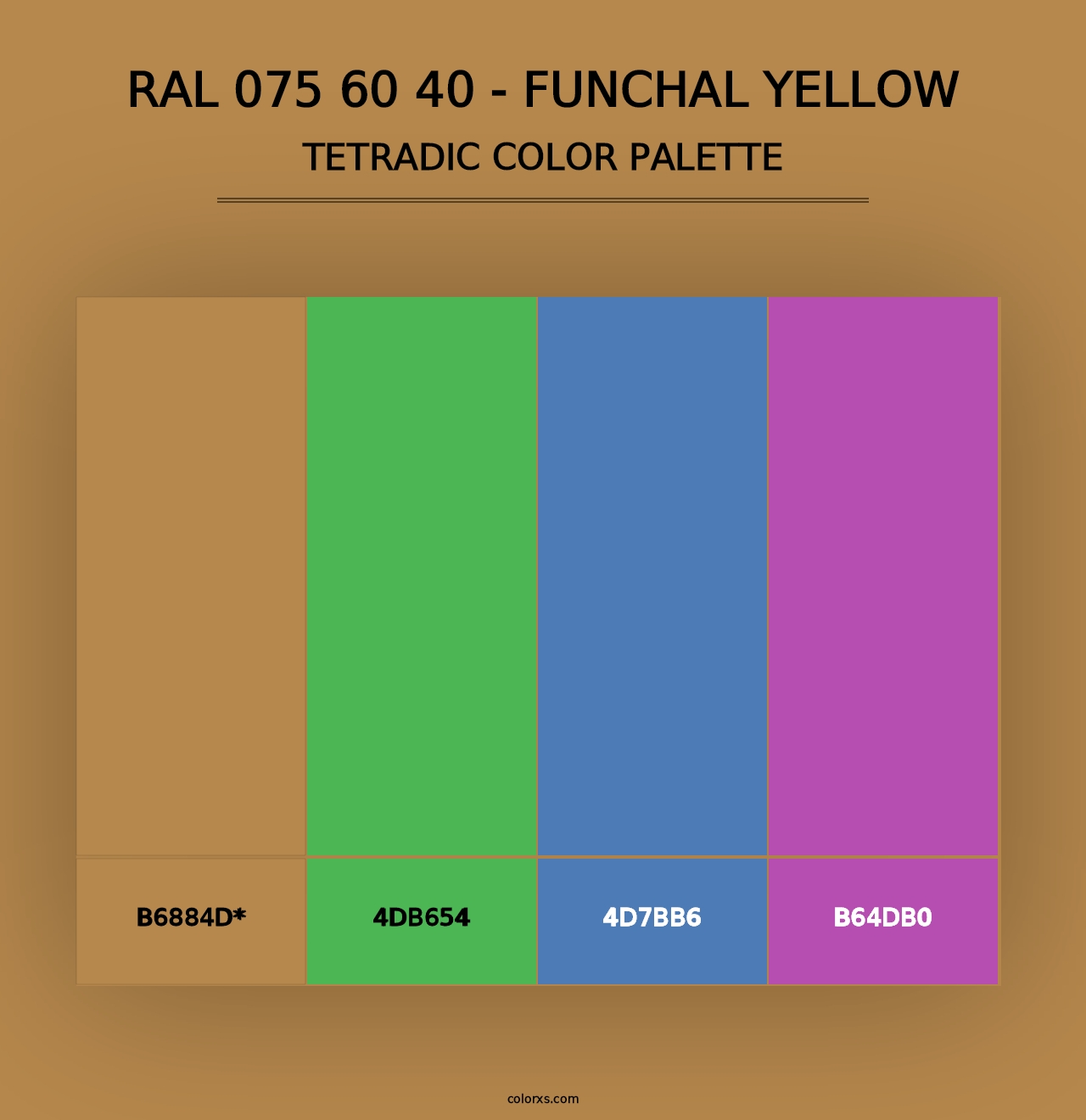 RAL 075 60 40 - Funchal Yellow - Tetradic Color Palette