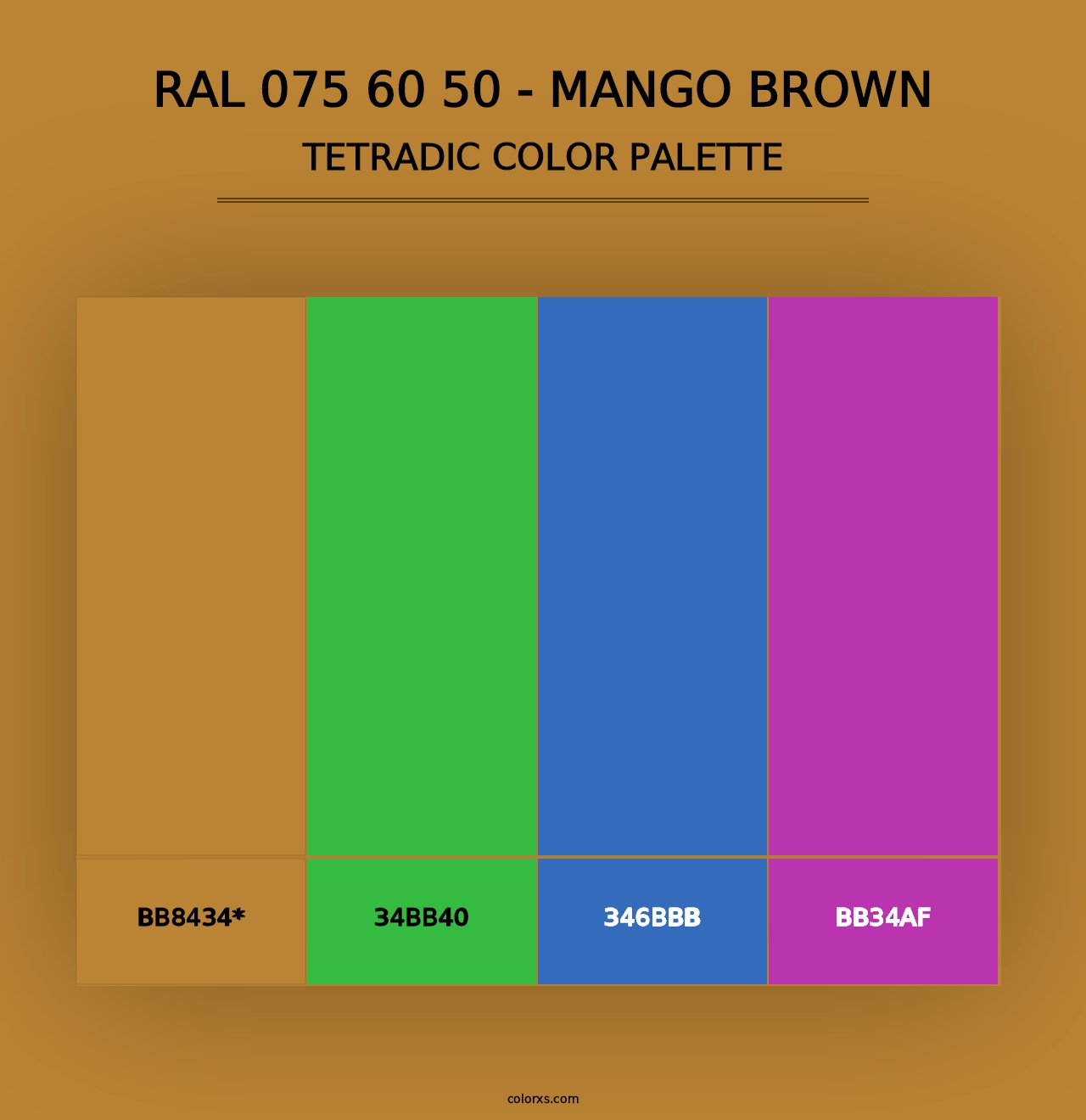 RAL 075 60 50 - Mango Brown - Tetradic Color Palette