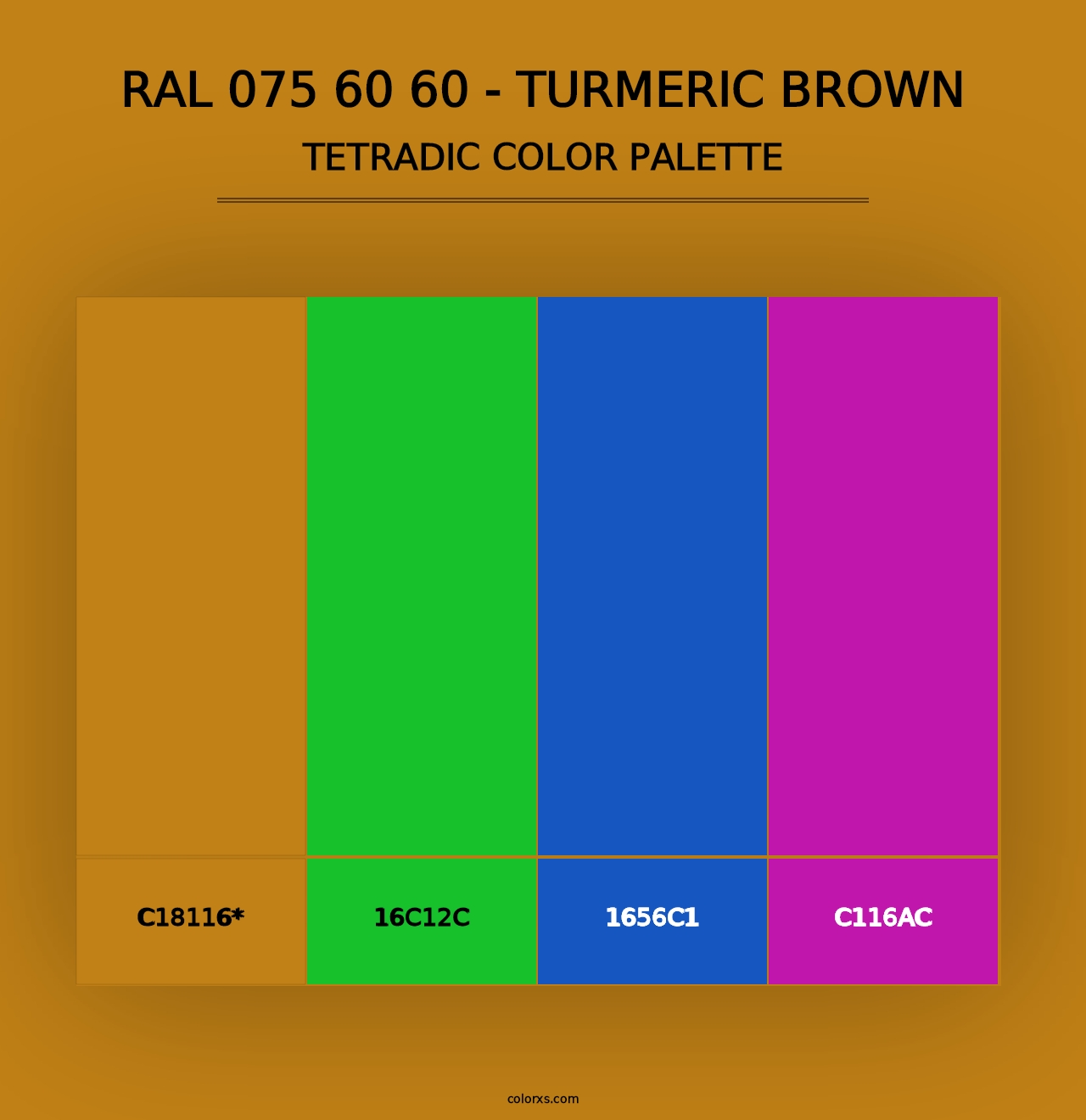 RAL 075 60 60 - Turmeric Brown - Tetradic Color Palette