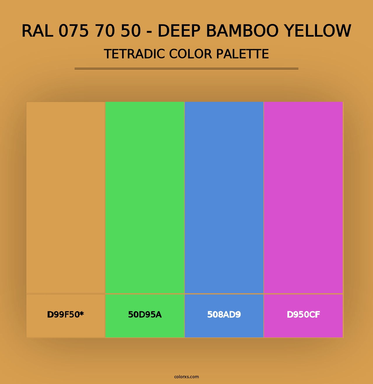 RAL 075 70 50 - Deep Bamboo Yellow - Tetradic Color Palette