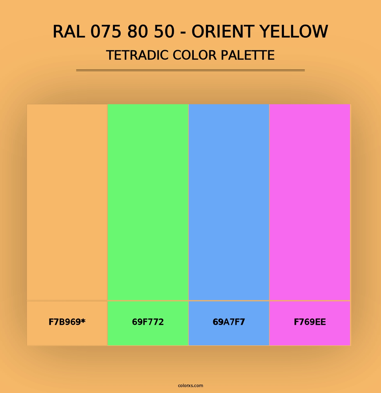 RAL 075 80 50 - Orient Yellow - Tetradic Color Palette