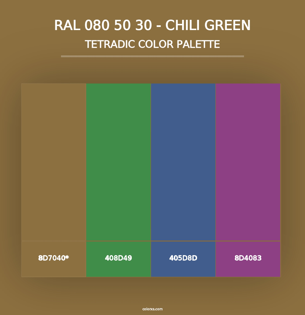 RAL 080 50 30 - Chili Green - Tetradic Color Palette