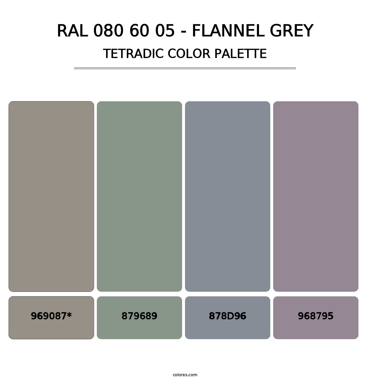 RAL 080 60 05 - Flannel Grey - Tetradic Color Palette