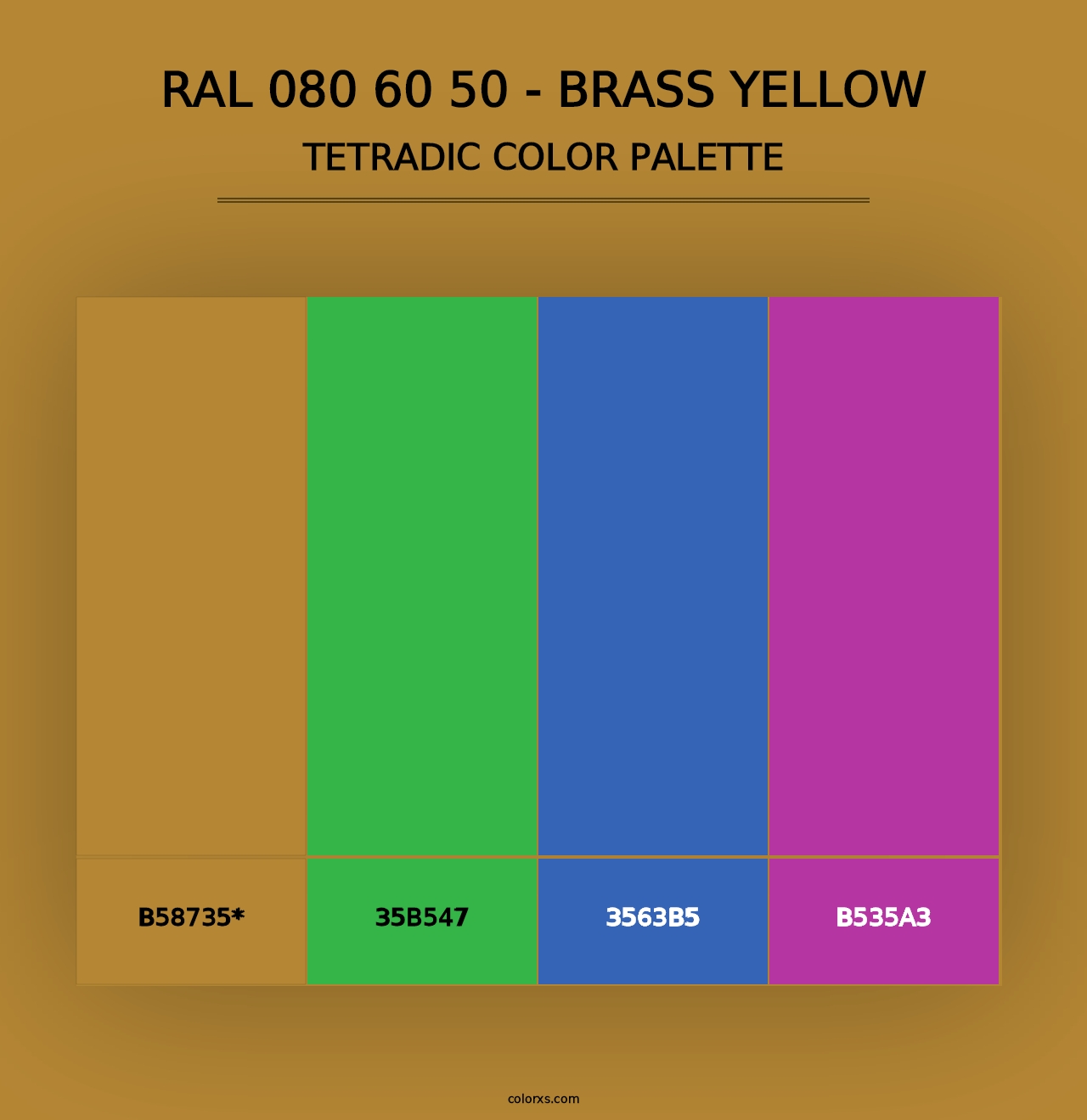 RAL 080 60 50 - Brass Yellow - Tetradic Color Palette