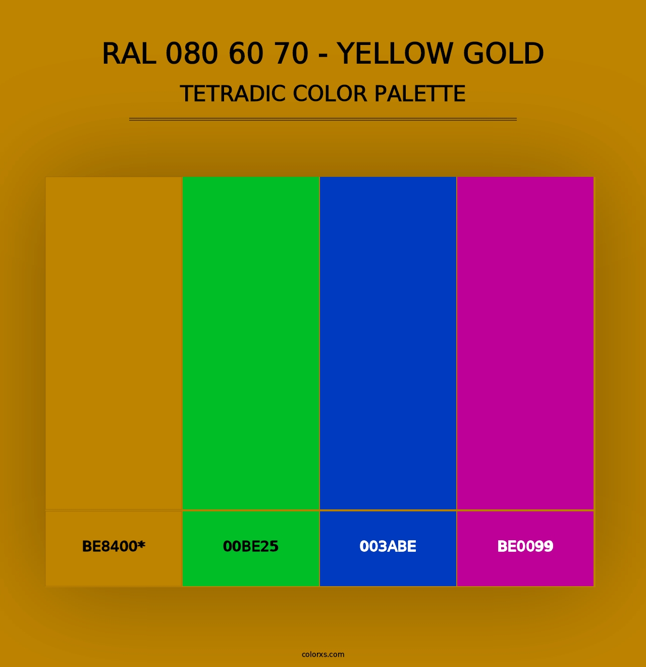 RAL 080 60 70 - Yellow Gold - Tetradic Color Palette