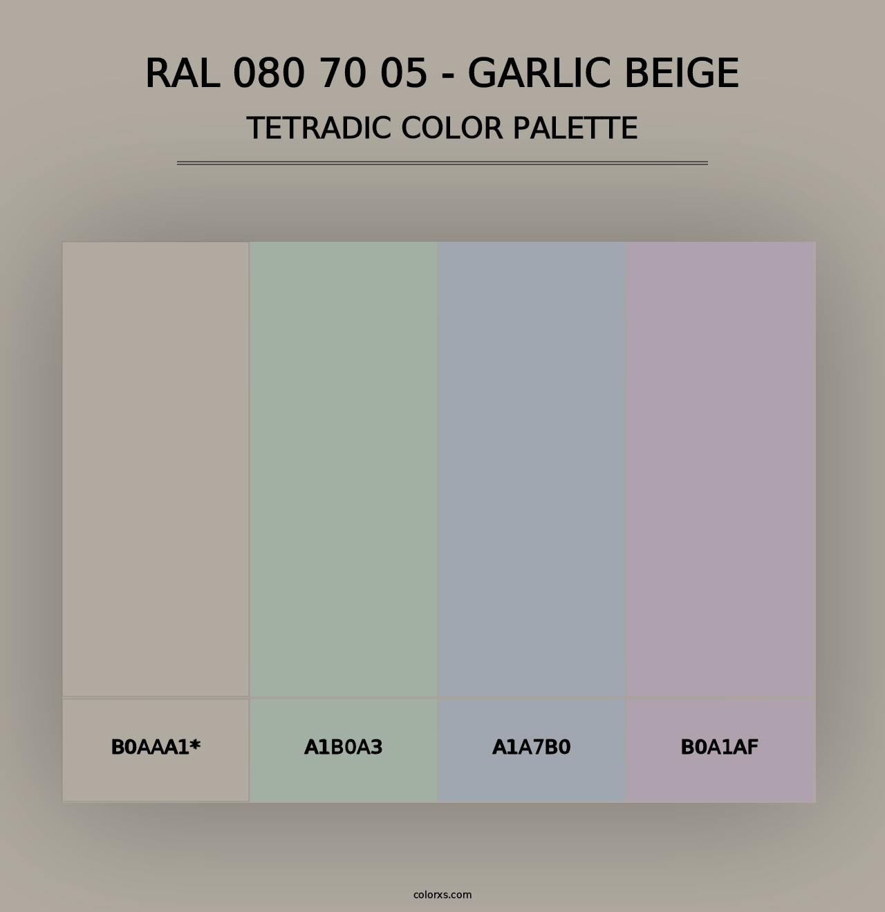 RAL 080 70 05 - Garlic Beige - Tetradic Color Palette