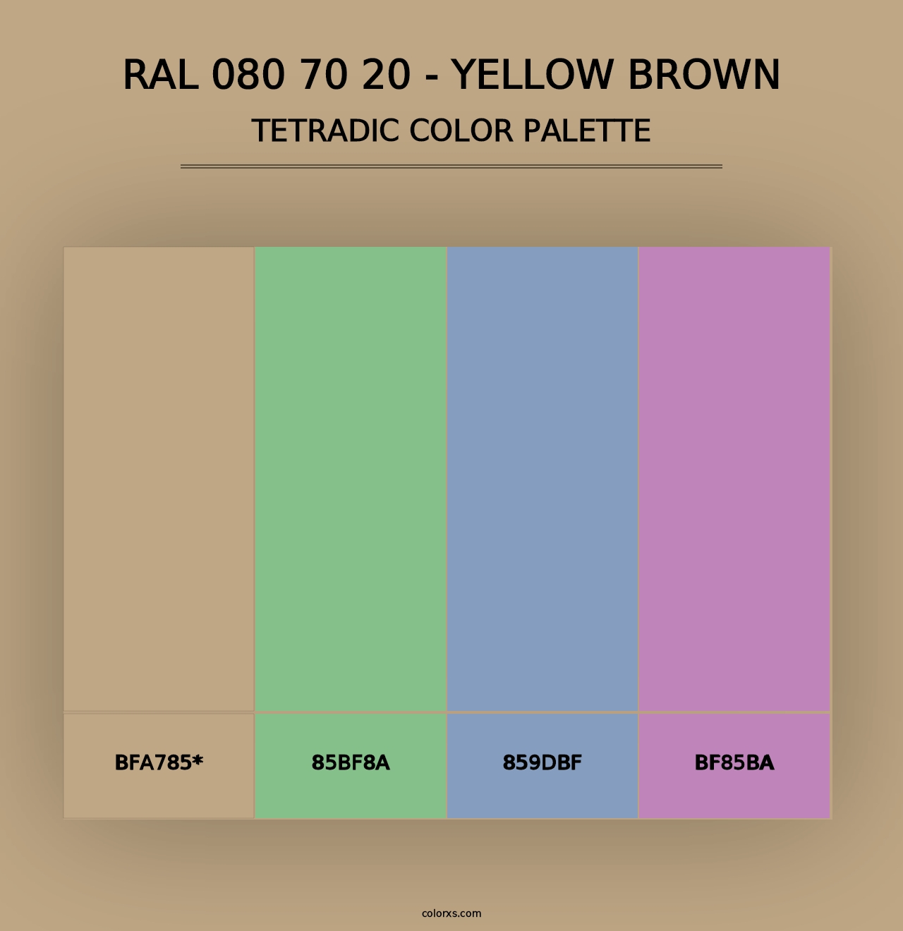 RAL 080 70 20 - Yellow Brown - Tetradic Color Palette