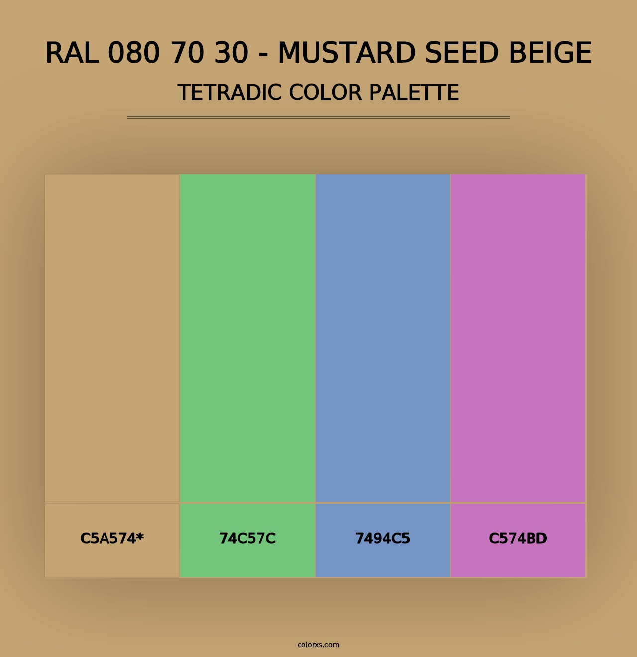 RAL 080 70 30 - Mustard Seed Beige - Tetradic Color Palette