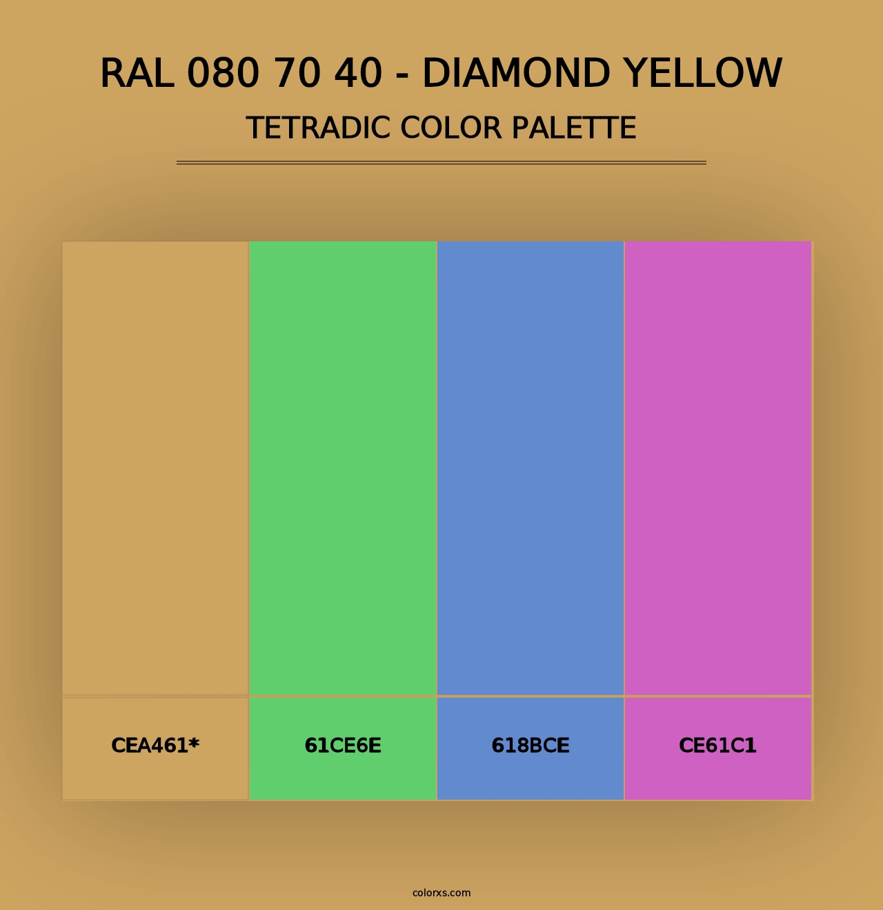 RAL 080 70 40 - Diamond Yellow - Tetradic Color Palette