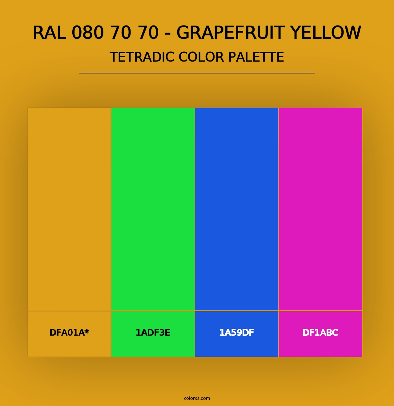 RAL 080 70 70 - Grapefruit Yellow - Tetradic Color Palette