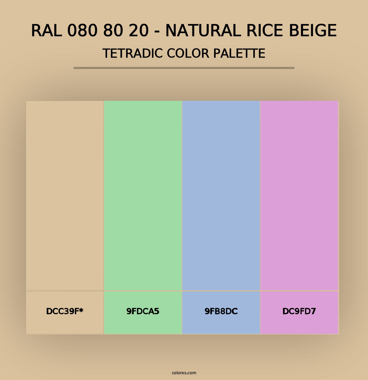 RAL 080 80 20 - Natural Rice Beige - Tetradic Color Palette