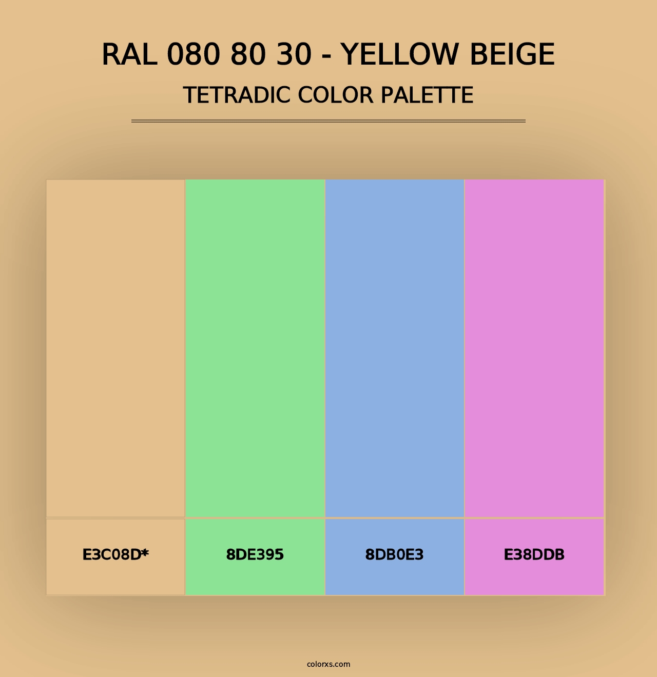 RAL 080 80 30 - Yellow Beige - Tetradic Color Palette