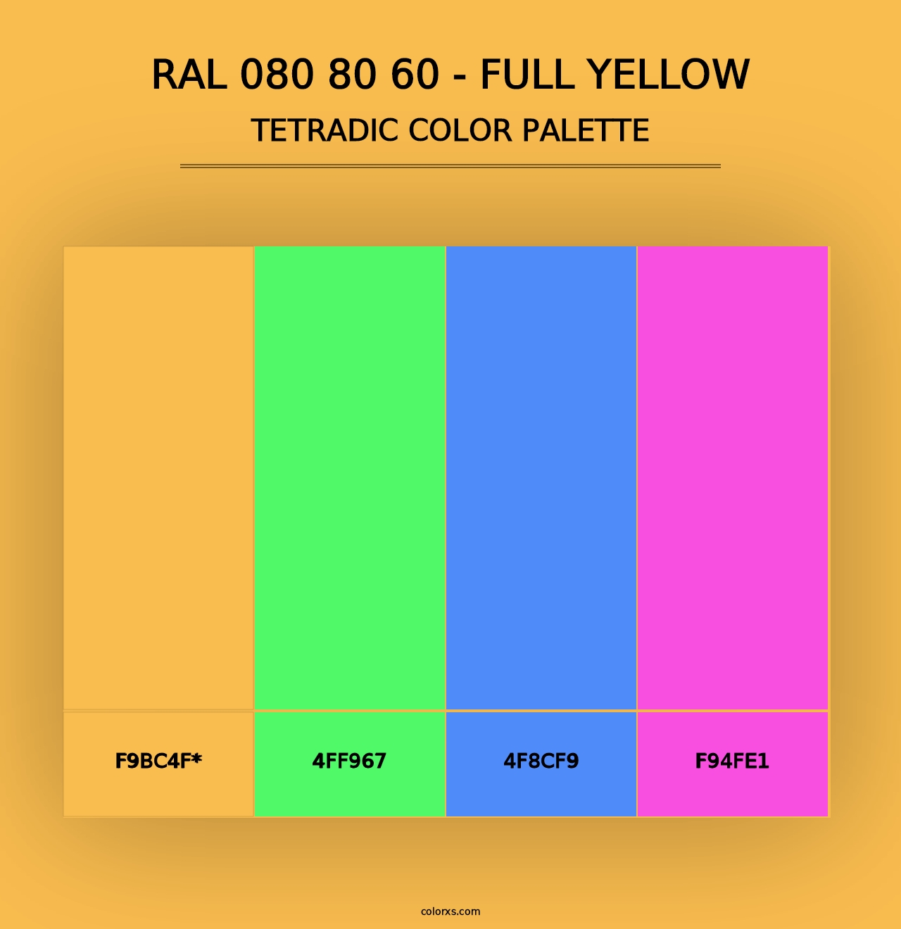 RAL 080 80 60 - Full Yellow - Tetradic Color Palette