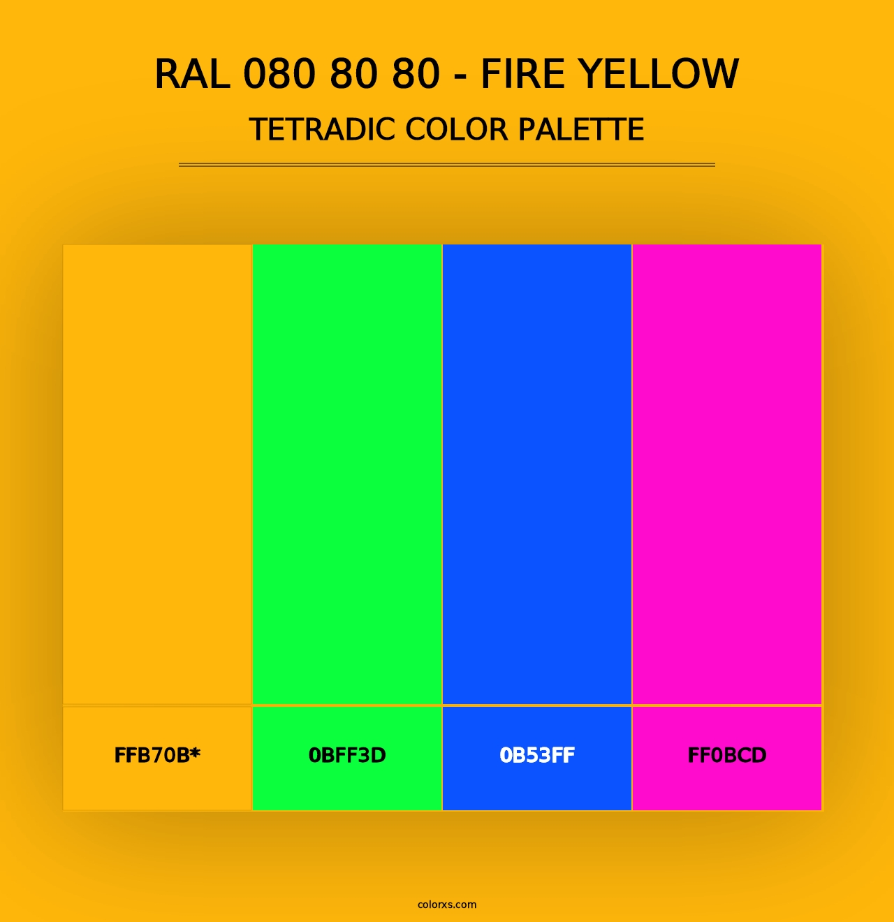 RAL 080 80 80 - Fire Yellow - Tetradic Color Palette