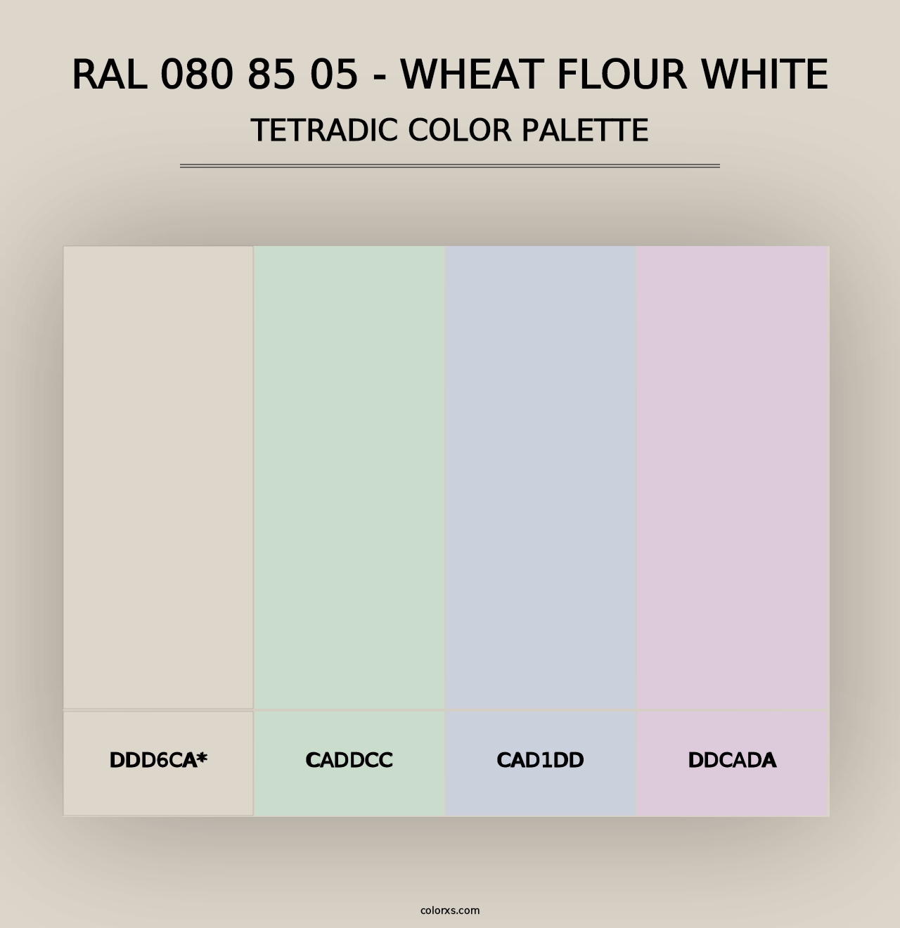 RAL 080 85 05 - Wheat Flour White - Tetradic Color Palette